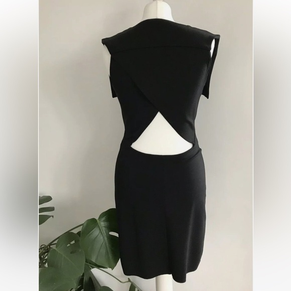 COS black knit dress with front flap and cutout back - size Large (L) - Picture 3 of 8